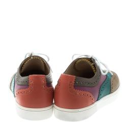 Christian Louboutin Multicolor Brogue Leather Golfito Wingtip Sneakers Size 41
