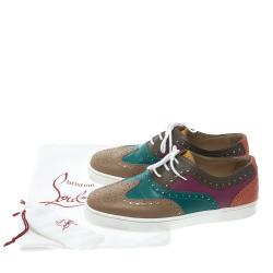 Christian Louboutin Multicolor Brogue Leather Golfito Wingtip Sneakers Size 41