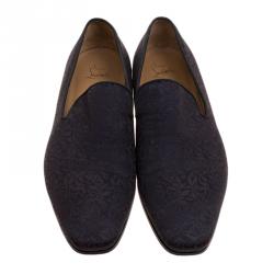 Christian Louboutin Black/Purple Printed Fabric Smoking Slippers Size 44