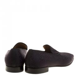 Christian Louboutin Black/Purple Printed Fabric Smoking Slippers Size 44