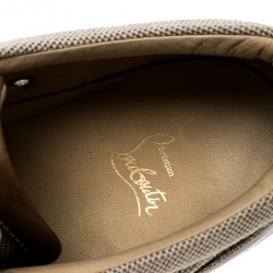 Christian Louboutin Beige/Brown Canvas and Leather Rantulow Sneakers Size 45
