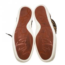 Pre Owned حذاء رياضي كريستيان لوبوتان مرتفع من أعلى رنتوز اورليتو شعر عجل فهد بيج مقاس 45