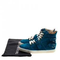 Christian Louboutin Blue Suede High Top Sneakers Size 45