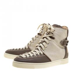 مملوكة مسبقًا حذاء رياضي كريستيان لوبوتان مرتفع من أعلى الفي كانفاس وجلدم سويدي بيج مقاس 45