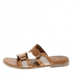 Christian Louboutin Brown Leather Ours Flat Mastic Sandals Size 43