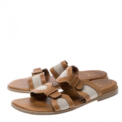 Christian Louboutin Brown Leather Ours Flat Mastic Sandals Size 43