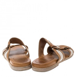 Christian Louboutin Brown Leather Ours Flat Mastic Sandals Size 43