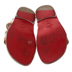Christian Louboutin Brown Leather Ours Flat Mastic Sandals Size 43