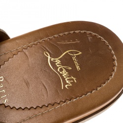 Christian Louboutin Brown Leather Ours Flat Mastic Sandals Size 43
