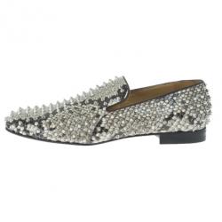 Pre Owned Christian Louboutin Python Rollerboy Spikes Loafers Size 45