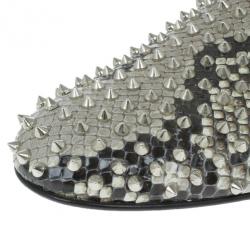 Pre Owned Christian Louboutin Python Rollerboy Spikes Loafers Size 45