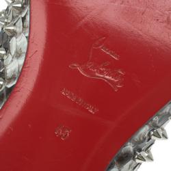 Pre Owned Christian Louboutin Python Rollerboy Spikes Loafers Size 45