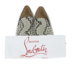 Pre Owned Christian Louboutin Python Rollerboy Spikes Loafers Size 45