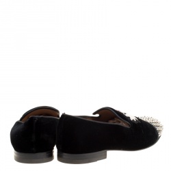 Pre Owned حذاء سليبرز كريستيان لوبوتان سموكينغ سبايكد هارفانانا قطيفة أسود مقاس 45