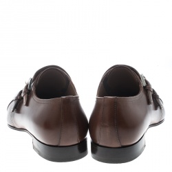 Christian Louboutin Brown Leather Mortimer Double Monk Strap Loafers Size 41.5
