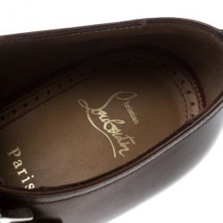 Christian Louboutin Brown Leather Mortimer Double Monk Strap Loafers Size 41.5