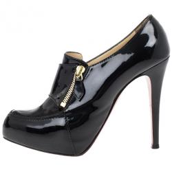 Pre Owned Christian Louboutin Black Patent Lapano Loafer Ankle Booties Size 38.5
