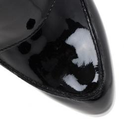 Pre Owned Christian Louboutin Black Patent Lapano Loafer Ankle Booties Size 38.5