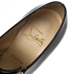 Pre Owned Christian Louboutin Black Patent Lapano Loafer Ankle Booties Size 38.5