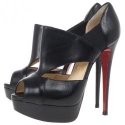 مملوكة مسبقًا Christian Louboutin Black Leather Pitou Ankle Booties Size 38