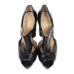 مملوكة مسبقًا Christian Louboutin Black Leather Pitou Ankle Booties Size 38