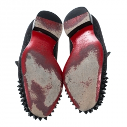 مملوكة مسبقًا Christian Louboutin Black Denim Spike Loafers Size 40