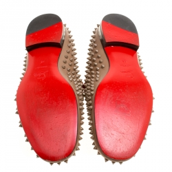 Christian Louboutin Brown Leather Rollerboy Spike Loafers Size 42