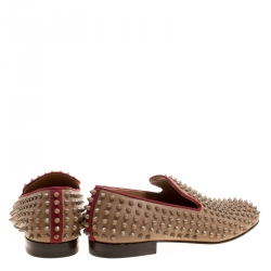 Christian Louboutin Brown Leather Rollerboy Spike Loafers Size 42