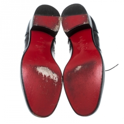 Pre Owned حذاء أكسفورد كريستيان لوبوتان اديوكيشن جلد بروغي أسود مقاس 40