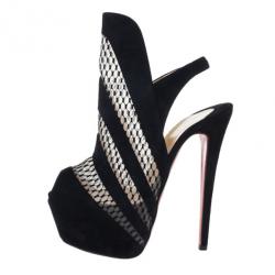 Pre Owned Christian Louboutin Suede and Mesh Guizi Platform Ankle Boots Size 39.5