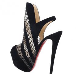 Pre Owned Christian Louboutin Suede and Mesh Guizi Platform Ankle Boots Size 39.5