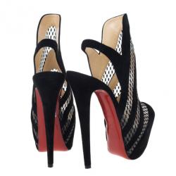 Pre Owned Christian Louboutin Suede and Mesh Guizi Platform Ankle Boots Size 39.5
