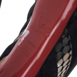 Pre Owned Christian Louboutin Suede and Mesh Guizi Platform Ankle Boots Size 39.5