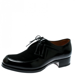 Christian Louboutin Black Leather And Suede Popcontrol Lace Up Oxfords Size 42