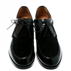 Christian Louboutin Black Leather And Suede Popcontrol Lace Up Oxfords Size 42