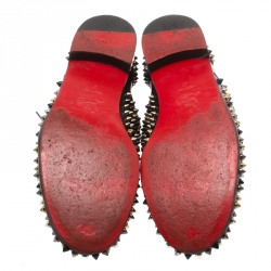 Pre Owned Christian Louboutin Black Leather Donna Spike Lace Up Oxfords Size 41