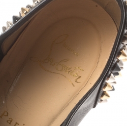 Pre Owned Christian Louboutin Black Leather Donna Spike Lace Up Oxfords Size 41