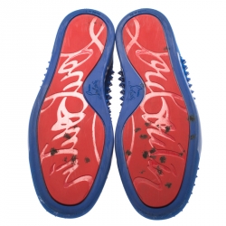 مملوكة مسبقًا Christian Louboutin Blue Suede Louis Spike High Top Sneakers Size 41.5