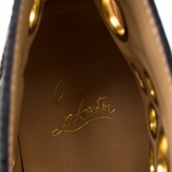 Pre Owned  Christian Louboutin Black Leather And Brown Suede Mika On Stage High Top Sneakers Size 40.5