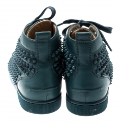 Christian Louboutin Blue Leather Louis Spike High Top Sneakers Size 41