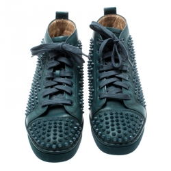 Christian Louboutin Blue Leather Louis Spike High Top Sneakers Size 41