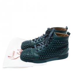 Christian Louboutin Blue Leather Louis Spike High Top Sneakers Size 41