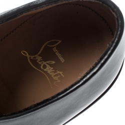 Christian Louboutin Black Leather Brogue Metal Cap Toe Derby Oxfords Size 40.5