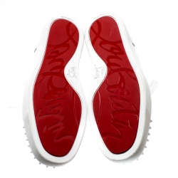 Christian Louboutin White Leather Louis Junior Spikes Sneakers Size 42