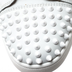 Christian Louboutin White Leather Louis Junior Spikes Sneakers Size 42