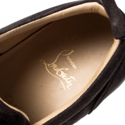 Pre Owned حذاء رياضي كريستيان لوبوتان سبايكز لوي جونيور جلد لامع سويدي بني مقاس 41