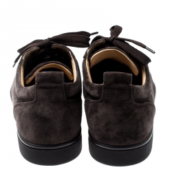 Pre Owned حذاء رياضي كريستيان لوبوتان سبايكز لوي جونيور جلد لامع سويدي بني مقاس 41