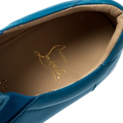 مملوكة مسبقًا Christian Louboutin Blue Spike Leather Skate Slip On Sneakers Size 41