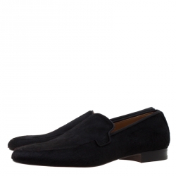 Pre Owned Christian Louboutin Black Pony Hair Loafers Size 42