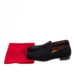 Pre Owned Christian Louboutin Black Pony Hair Loafers Size 42